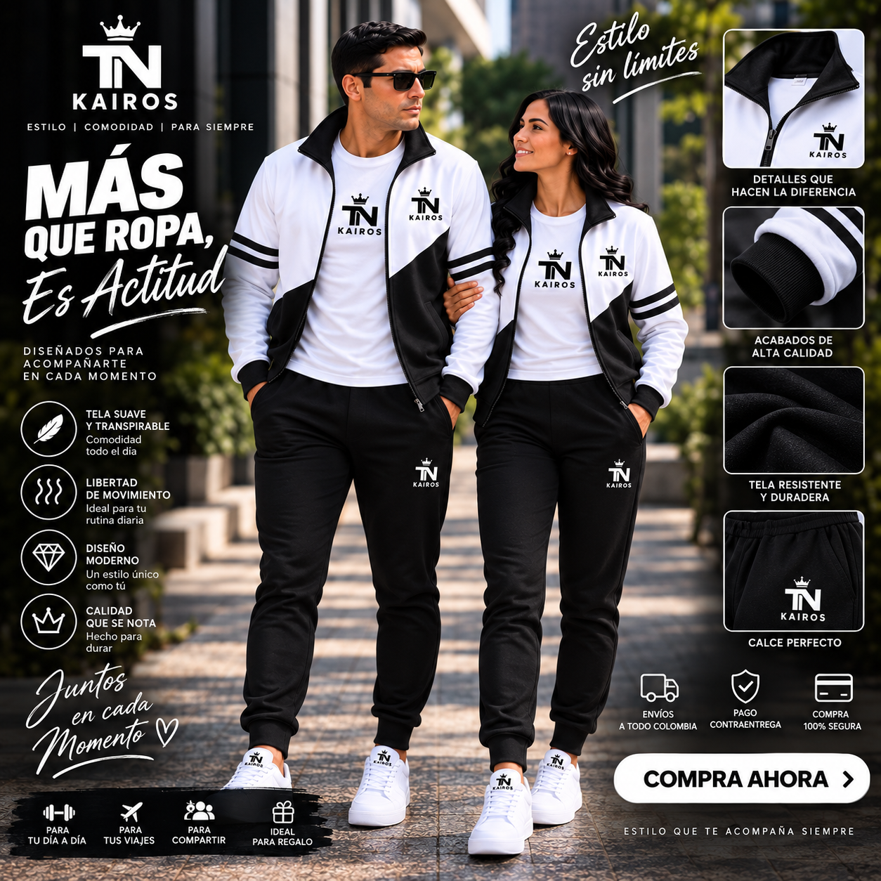 Conjunto TN KAIROS Negro, conjunto casual para adultos TN KAIROS
