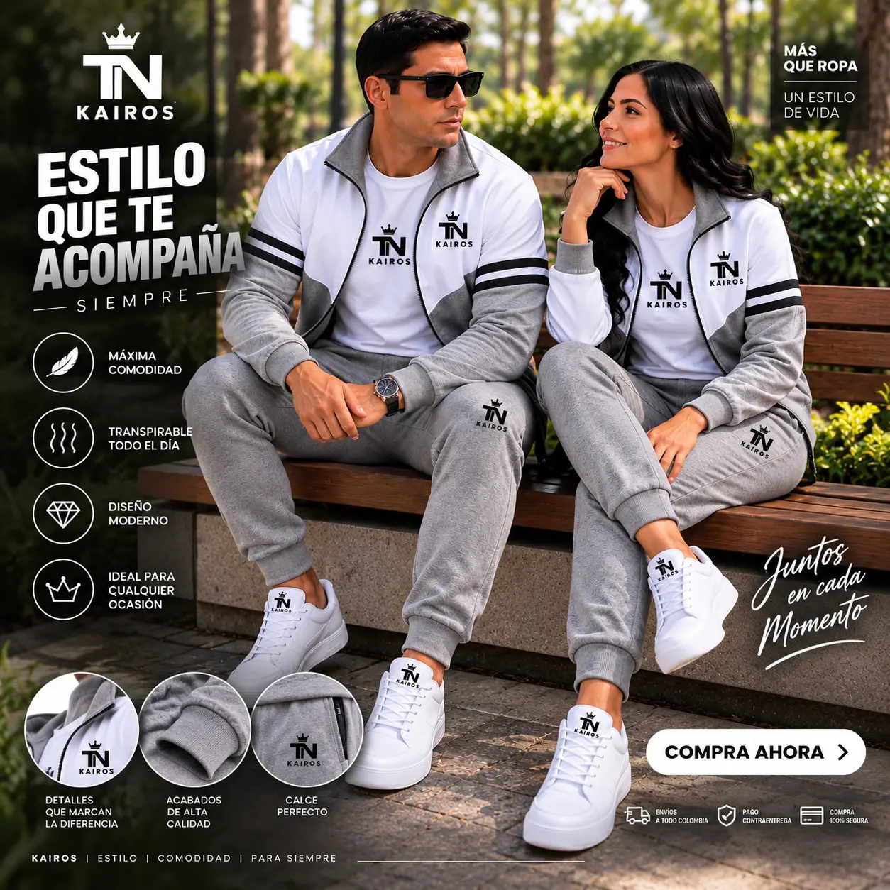 Conjunto TN KAIROS Gris, conjunto casual para adultos TN KAIROS