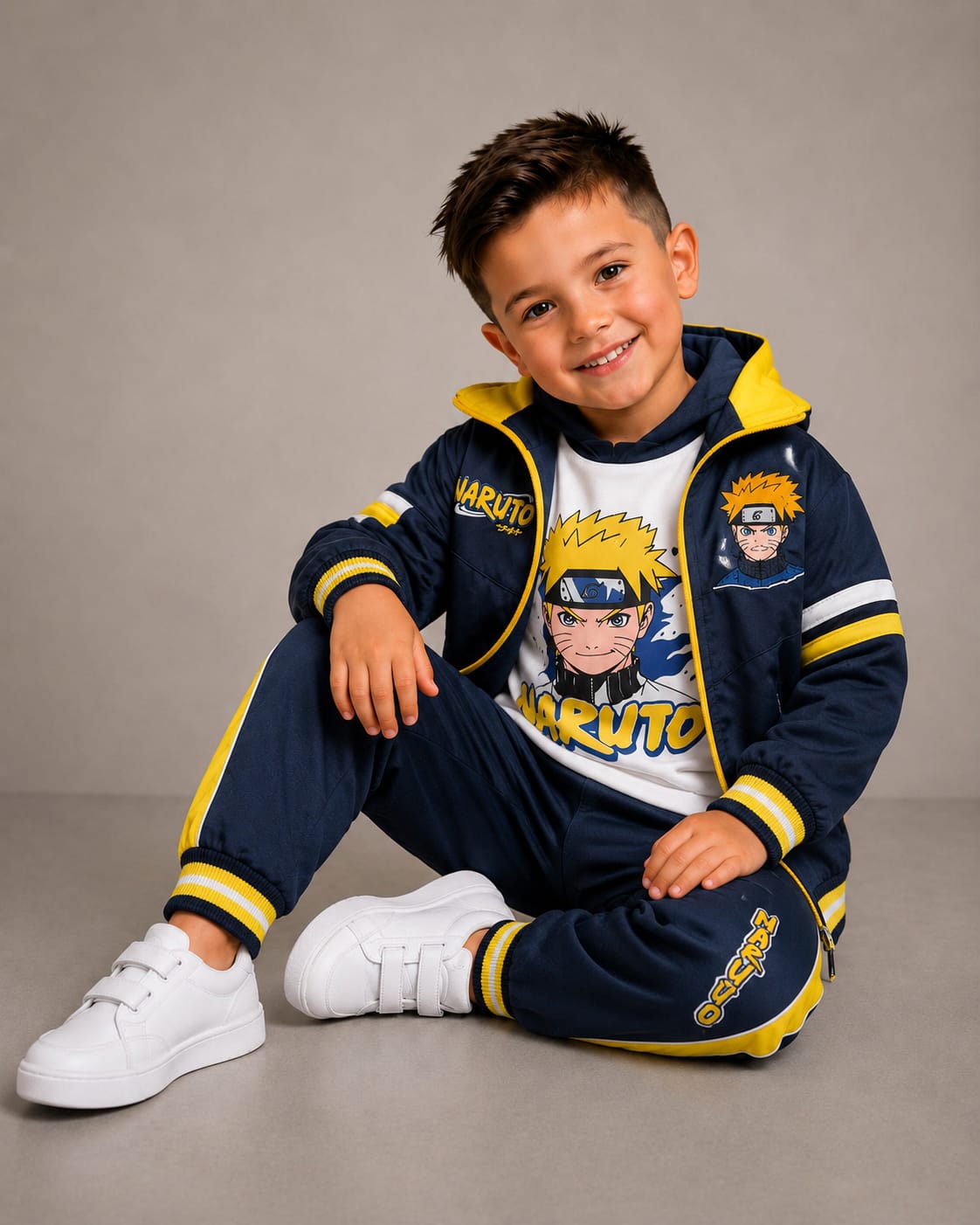 Look Naruto: Chaleco · Buzo · Pantalón bota recta